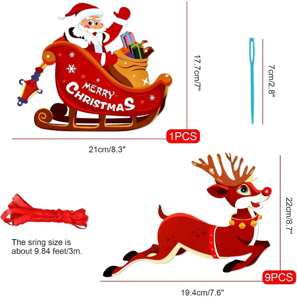 Vibrant 3m Christmas Reindeer Bunting Banner - Perfect for Holiday Decor